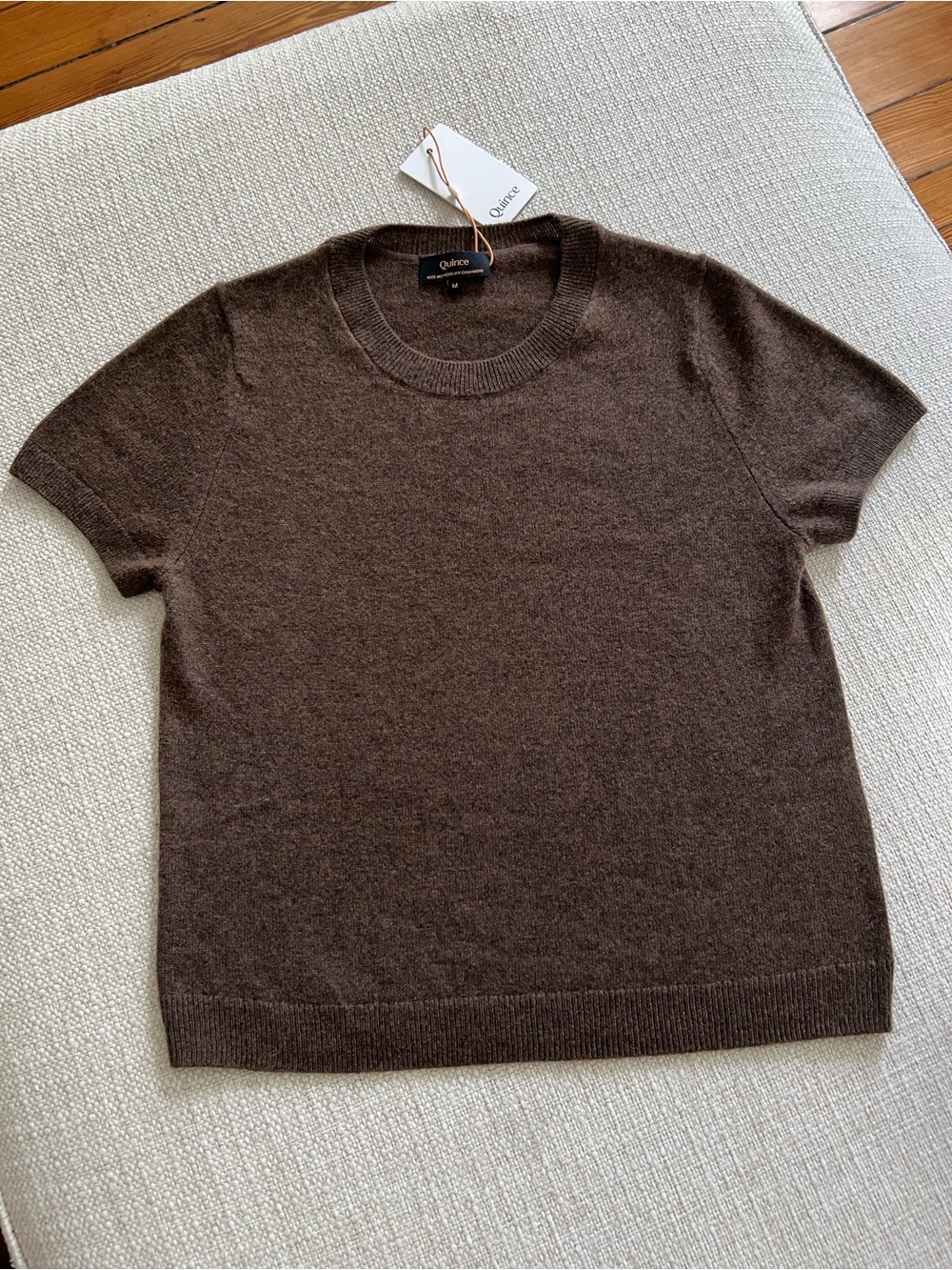 Quince Women’s Brown Short-Sleeve Cashmere Sweater